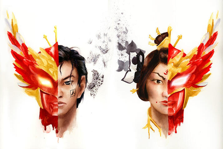 Promo art for Iron Widow (watercolor)