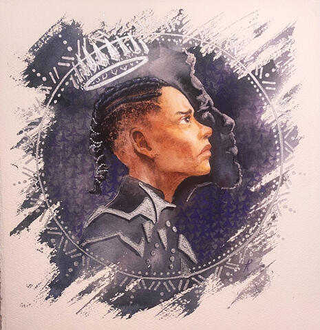 Legacy, watercolor and metallic marker, 11.5 x 11.5