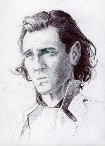 Loki (pen and watercolor)